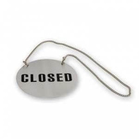 Door Sign - Open / Closed With Chain 130mm Stainless Steel - 57705