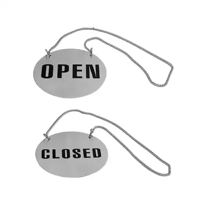 Door Sign - Open / Closed With Chain 130mm Stainless Steel - 57705