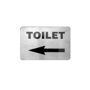 Toilet Left Arrow Wall Sign - Adhesive Back 120x80mm Stainless Steel - 57719
