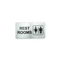 Restrooms Wall Sign - Adhesive Back 110x60mm Stainless Steel - 57755