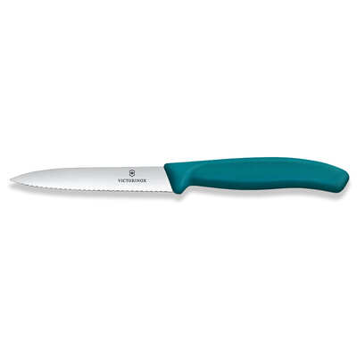 Victorinox Paring Knife Wavy Edge 100mm - Green Polypropylene - 6.7734.C1