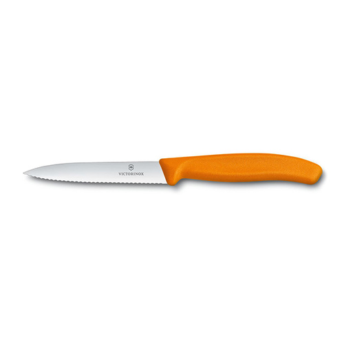 Victorinox Paring Knife Wavy Edge 100mm - Orange Polypropylene - 6.7736.L9