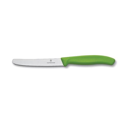 Victorinox Steak & Tomato Knife Wavy Edge 110mm - Green Polypropylene - 6.7836.L114