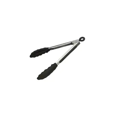 Chef Inox Stainless Steel Utility Locking Tong W/Blk Silicone Head 230mm - 70140_TK