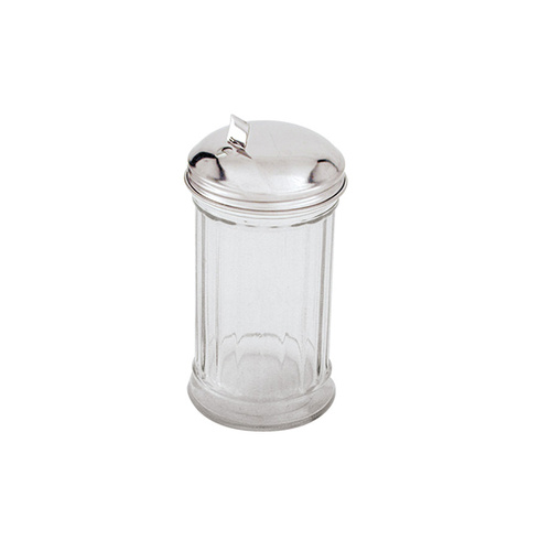 Sugar Dispenser - Flip Top, Side Pourer 140mm / 335ml Stainless Steel Top / Glass Body - 70420_TN