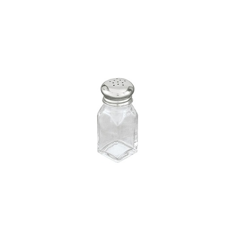 Salt & Pepper Shaker - Square 115mm / 60ml Stainless Steel Top / Glass Body - 70462_TN