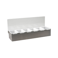 Condiment Dispenser 6 Compartment 455x150x90mm - 18/10 Stainless Steel - 70836