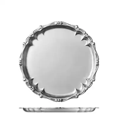 Moda Serving Deco Round Tray Stainless Steel 300mm (Box of 6) - 73934