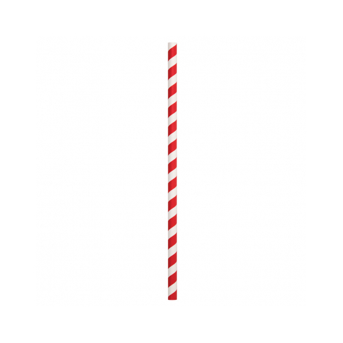 8mm Jumbo Paper Straw Red & White Stripe (Box of 2,500) - 75-PSJRW