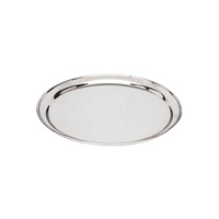 Round Tray / Platter 300mm - 18/8 Stainless Steel Heavy Duty Rolled Edge - 76130