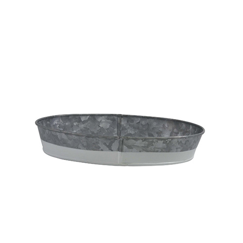 Chef Inox Coney Island - Galvanised Oval Tray Dipped White 240x160x45mm - 78654