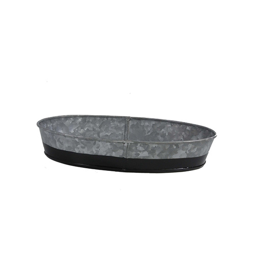 Chef Inox Coney Island - Galvanised Oval Tray Dipped Black 240x160x45mm - 78656