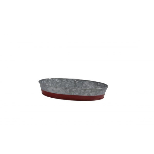Chef Inox Coney Island Galvanised Oval Tray Dipped Red 270x190x45mm - 78662_TK