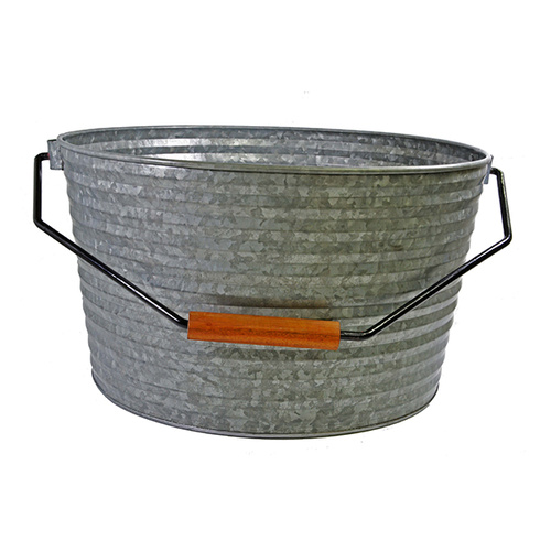 Chef Inox Coney Island - Galvanised Beverage Tub With Black Handle 450x340mm - 78690