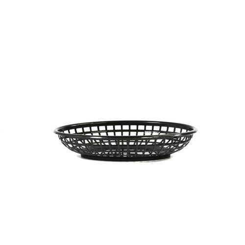 Chef Inox Coney Island - Plastic Serving Basket Oval Black 240x150x50mm - 78702