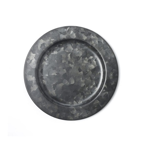 Chef Inox Coney Island - Galvanised Black Round Plate Wide Rim 230mm - 78758