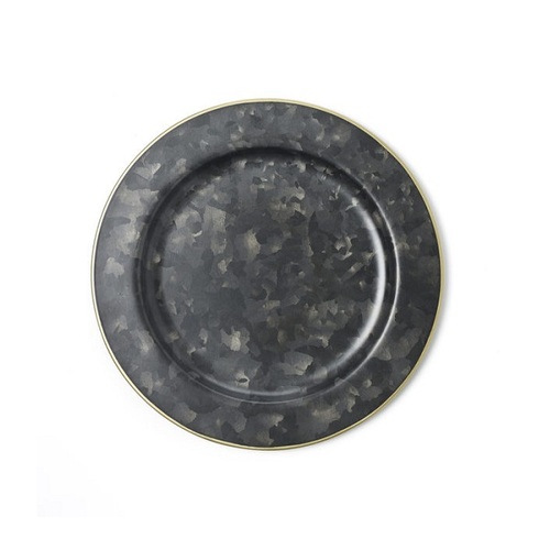 Chef Inox Coney Island - Galvanised Black Round Plate Wide Rim Gold 230mm - 78761