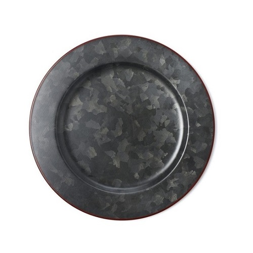 Chef Inox Coney Island - Galvanised Black Round Plate Wide Rim Red 280mm - 78763