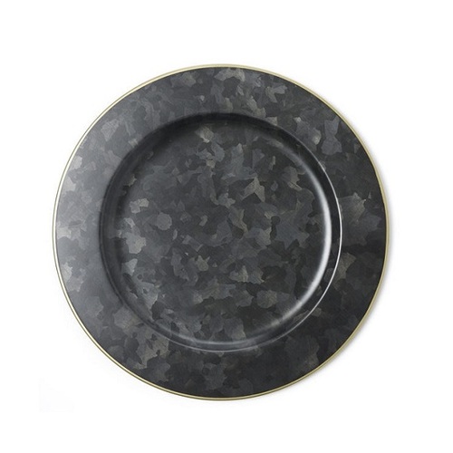 Chef Inox Coney Island - Galvanised Black Round Plate Wide Rim Gold 280mm - 78764