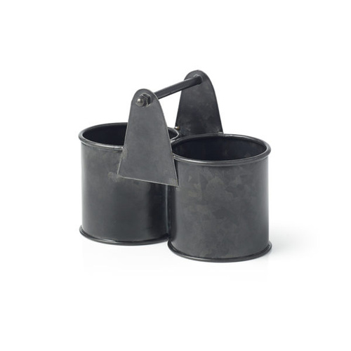 Chef Inox Coney Island - Galvanised Black Dual Pot Caddy 140x70x70mm - 78778
