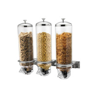Sunnex Wall Mounted Cereal Dispenser 560x185x480mm / 4Ltx3 - 18/10 Stainless Steel, Acrylic Chamber - 83054