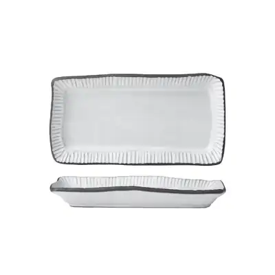 Tablekraft Linea Organics White Rectangular Platter  W/Rim 300 x 160mm (Box of 4) - 907572