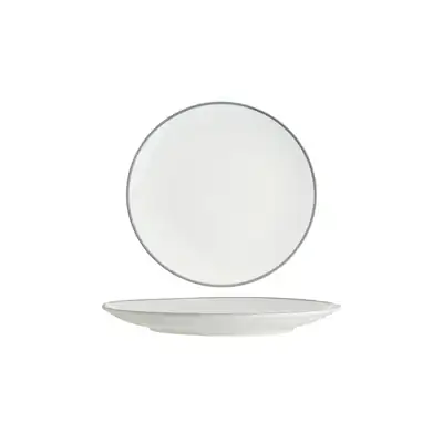 Tablekraft Core Grey Rim Round Coupe Plate 225mm (Box of 6) - 91013-GY