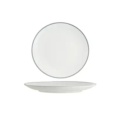 Tablekraft Core Grey Rim Round Coupe Plate 260mm (Box of 4) - 91014-GY