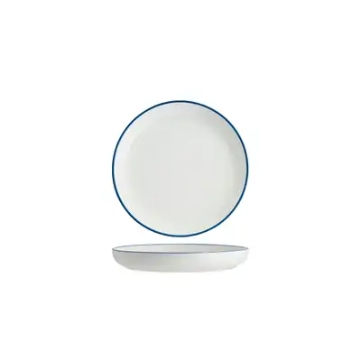 Tablekraft Core Royal Blue Rim Walled Lip Round Plate 200 x 23mm (Box of 4) - 91086-RB