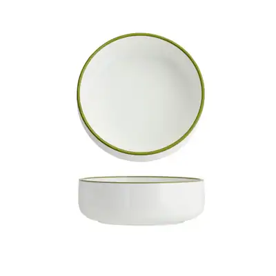 Tablekraft Core Olive Green Rim Round Deep Bowl 130 x 45mm (Box of 6) - 91096-OG