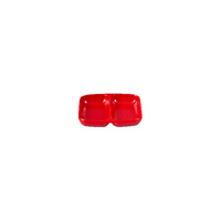 Ryner Melamine Divided Sauce Dish 85x70mm Red (Box of 24) - 91206-R