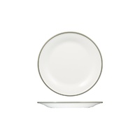 Ryner Melamine Evoke Round Plate - Wide Rim White With Grey Rim 220mm - Box of 12 - 91675-GY