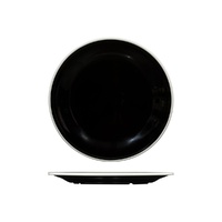 Ryner Melamine Evoke Round Plate - Wide Rim Black With White Rim 270mm - Box of 12 - 91676-WB