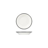Ryner Melamine Evoke Deep Round Plate White With Black Rim 200mm / 380ml - Box of 12 - 91682-BK