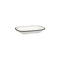 Ryner Melamine Evoke Rectangular Dish White With Black Rim 200x145x40mm / 400ml - Box of 12 - 91685-BK