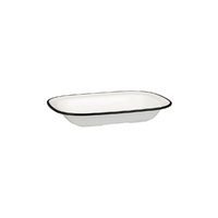 Ryner Melamine Evoke Rectangular Dish White With Black Rim  230x175x40mm / 580ml - Box of 12 - 91686-BK