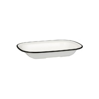 Ryner Melamine Evoke Rectangular Dish White With Black Rim  270x200x42mm / 900ml - Box of 12 - 91687-BK