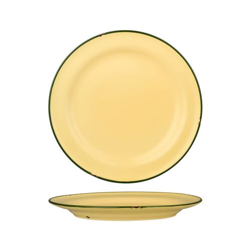 Luzerne Tintin Sand Round Plate - Wide Rim Sand / Green 270mm - Box of 12 - 94111-SG