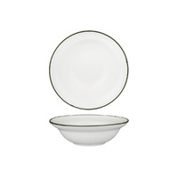 Luzerne Tintin White Round Deep Plate Bowl White / Green 190mm / 380ml - Box of 12 - 94127-WG