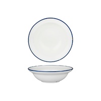 Luzerne Tintin White Round Deep Plate Bowl White / Navy 190mm / 380ml - Box of 12 - 94127-WN