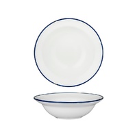 Luzerne Tintin White Round Deep Plate Bowl White / Navy 220mm / 580ml - Box of 12 - 94128-WN