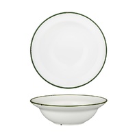 Luzerne Tintin White Round Deep Plate Bowl White / Green 240mm / 830ml - Box of 12 - 94129-WG