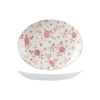 Churchill Vintage Prints Oval Plate-Coupe Rose Chintz Cranberry 317x254mm - Box of 6 - 9972332