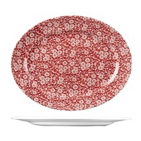 Churchill Vintage Prints Oval Plate - Wide Rim Victorian Calico Cranberry 365x290mm - Box of 6 - 9972636