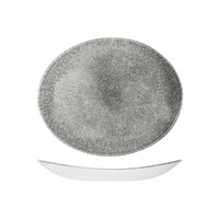 Studio Prints Raku Quartz Black Oval Coupe Plate 270x229mm - Box of 12 - 9976227-QB
