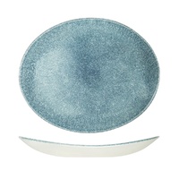 Studio Prints Raku Topaz Blue Oval Coupe Plate 317x255mm - Box of 12 - 9976232-TB