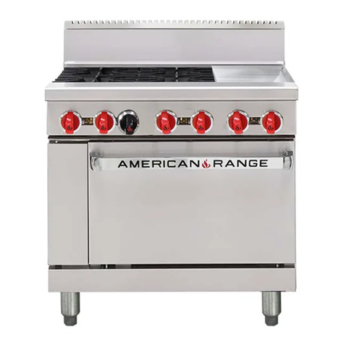 American Range AAR.4B.12G - 4 Burner Gas Cooktop with 300mm Griddle and Oven - AAR.4B.12G