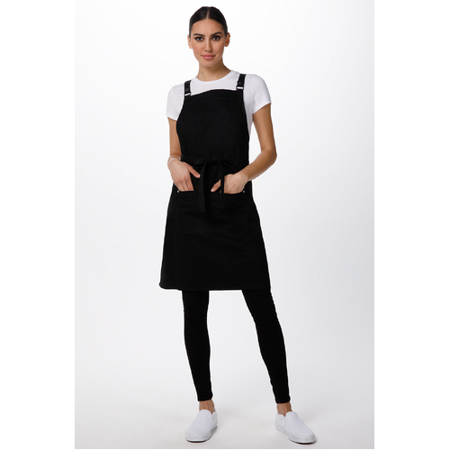 Chef Works Byron Cross-Back Black Apron - ACRS602-BLK - ACRS602-BLK