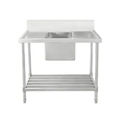 ASS-1270C Stainless Steel Single Sink Bench with Pipe Undershelf 1200w x 700d x 900h mm (Sink at Centre) - ASS-1270C