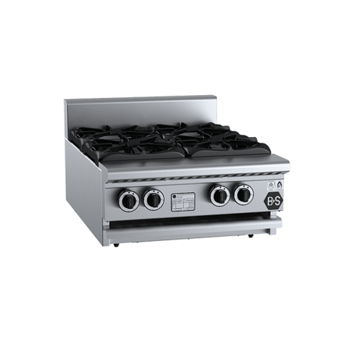 B+S Black BT-SB4BM Gas Four Burner Boiling Top - Bench Mounted - BT-SB4BM
